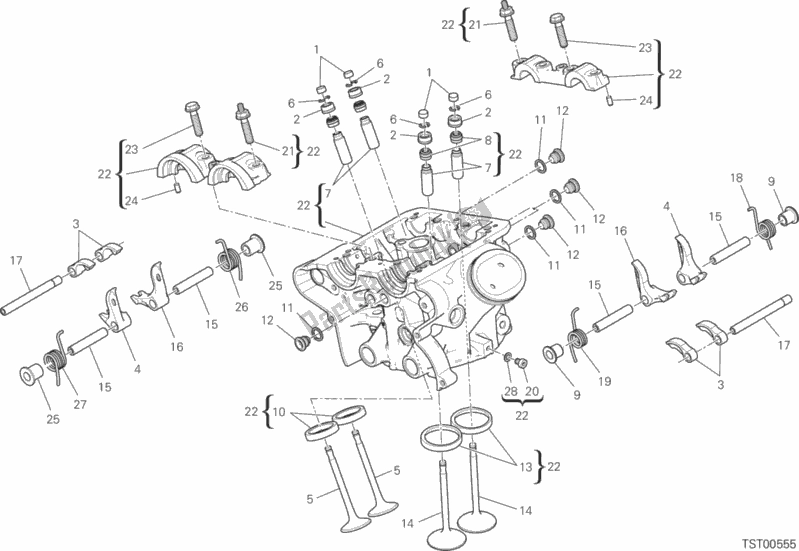 All parts for the Vertical Cylinder Head of the Ducati Multistrada 1200 S Pikes Peak Thailand 2017